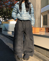 コイカットブラッシュドデニムカーゴパンツ