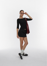 [B-BASIC] Standard Boat Neck 7/8 Sleeve T-Shirt 2SIZE