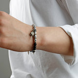 SVB-1018 Vintage beads matte coin cross onyx bracelet