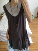 Nife Pocket Flare Sleeveless One Piece