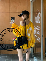 Boxy loose fit off-shoulder sweatshirt
