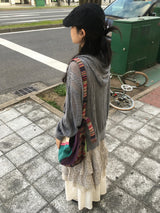 Summer knit hooded zip-up