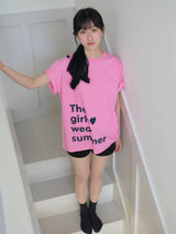 Girls wear summer T-shirt - Hot pink