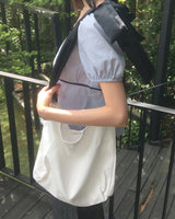 Eno リボンストラップコットンショルダーバッグ