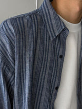 ASCLO Linen Denim Stripe Over Shirt (2color)