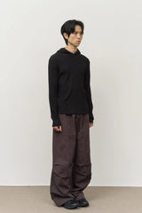 Pebe Ribbed Hooded Top