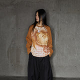 original cake puppy print raglan style T-shirt bottoming shirt top