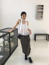 ハテムサイドシャーリングナイロンカーゴロングスカート
