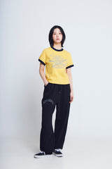 ユニバーサルプリント ½Tシャツ (yellow/navy)