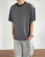 モスプリントストライプショートスリーブTシャツ