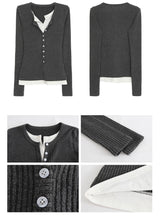 ダブルチャコールリベッドボタンロングスリーブTシャツ
