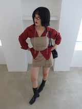 STRIPE ONE STRAP CROP BUSTIER & BUCKLE WRAP SKORT (2COLORS!)