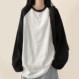 Billy color matching nagrang loose fit long sleeve tee