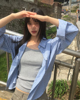 リネンレギュラーチェックシャツ