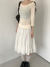 シフォンミディスカート (one color)