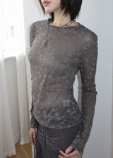 FLOWER LACE SLEEVE TEE (3color)