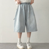 エリンカーペンターポケットバンド付き デニムバミューダパンツ