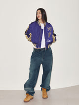 OVIS COLOR BLOCK BOMBER JACKET (NAVY)