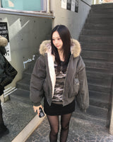 Fur hood vintage jumper