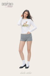 バンビ ラウンド スパンデックス ロングスリーブ Tシャツ