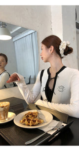 Block Lace Strap Long Sleeve Tee
