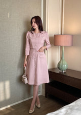 Elnis Three Quarter Tweed Flare One Piece