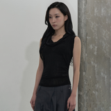 メッシュフードスリーブレストップス (ブラック)