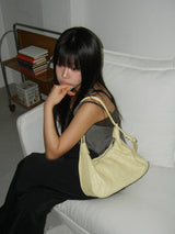 Curved Stitch Shirring Hobo Bag