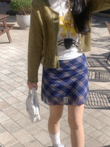 Blooming Chek Banding Mini Skirt