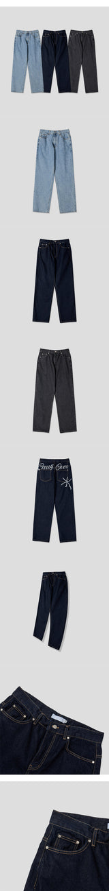 [Unisex] Handling stitch wide denim pants(3color)