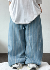 LINEN VIVID STRIPE WIDE PANTS 🩵🍰🌴🤎🖤5COLOR