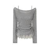 Riena Lace Shirring Sheer Top 232841783