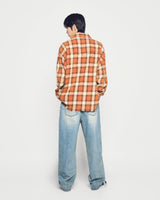 25FW DISTRESSED CHECK COTTON SHIRT ORANGE