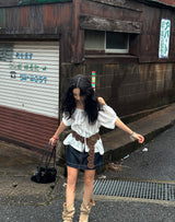 Haku Off-Shoulder Short-Sleeved Blouse