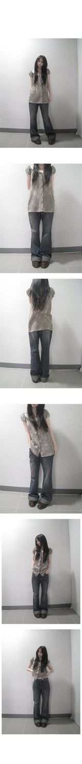 slub bootcut denim
