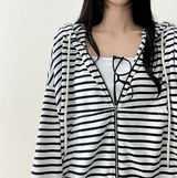 Itta Overfit Stripe Dangara Hooded Zip-Up