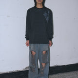 Untitled スターリーナイト スモールストライプ 長袖 BLack Chacoal
