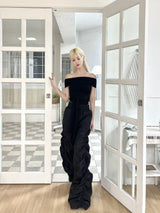 1271. Flap off chiffon ribbon crop top (4color)