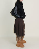 Hakata Stripe Coloring String Knitwear Zip-Up