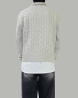 Pie knit collar cardigan