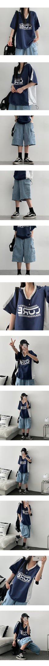 ZリングVネックジャージ半袖Tシャツ
