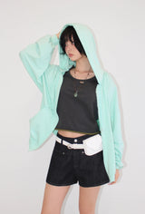 ラフ シャーリング フードジップアップ