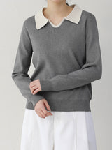 Classic Color Matching Collar Knit