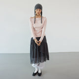 Mesh ruffle skirt_dark gray