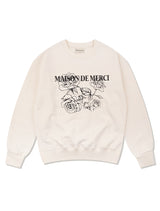 UNISEX Rose Embossed ブラウス レギュラーフィット スウェットシャツ クリーム (FCF1TS328M)