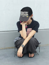 アメリカフラワーパッチ半袖Tシャツ (3c)