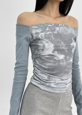 [MADE] Robedin Printing Shirring Off Shoulder