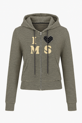 Heart Dot Stripe Hoodie Zip-up
