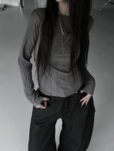 minimal pleated long sleeve T (3color)
