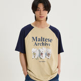 マルチーズアーカイブラグランハーフスリーブTシャツ